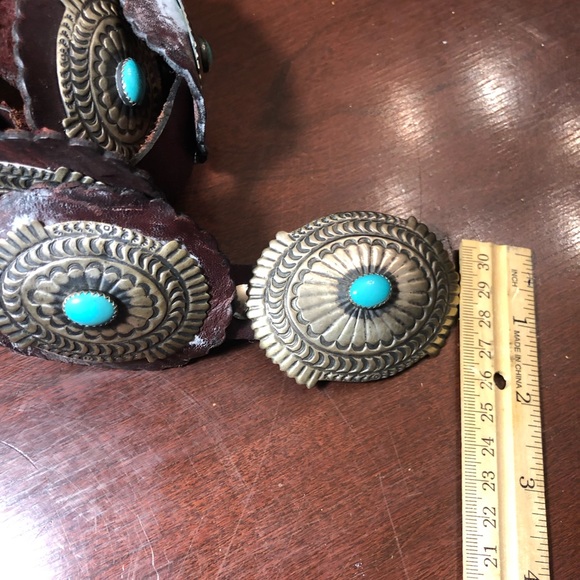 Vintage Concho Belt Turquoise Native American - Picture 4 of 5